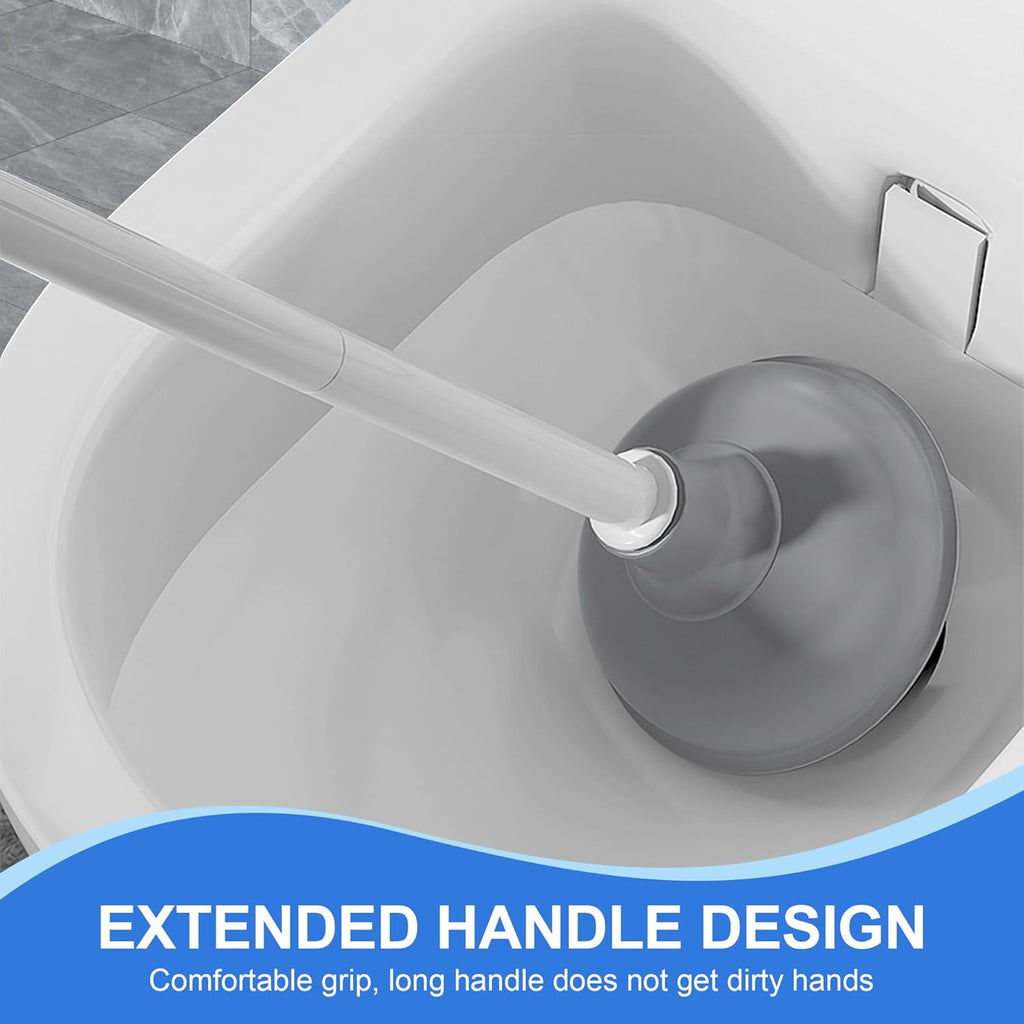 Toilet Brush and Plunger, 3 in 1 Toilet Bowl Brush and Holder with Crevice Cleaning Brush Wall Mounted Household Bathroom Cleaning Tools Combo Set(White-Gray)