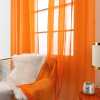 SpaceDresser Orange Sheer Curtains 4 Panels Rod Pocket Semi-Sheer Curtain 45 - Image 4