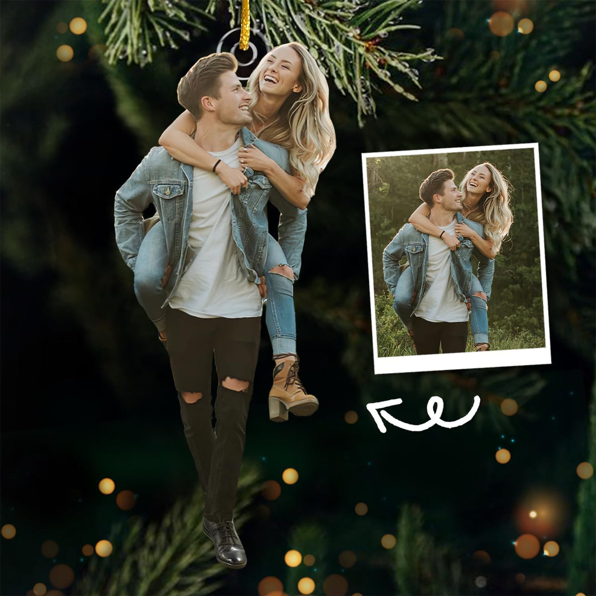 DOPTIKA Personalized Photo Ornament, 2D Christmas Ornaments Gifts for Couples 2025, Personalized Christmas Ornaments 2025, Couple Gifts for Husband Wife Boyfriend Girlfriend, Photo Ornament