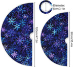 Christmas Blue Purple Snowflake Tree Skirt, Seasonal Tree Mat Holiday Party Supplies Ornaments Indoor Outdoor Decorations for Tabletop Trees 35.4 Inches