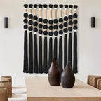 Macrame Wall Hanging Boho Wall Decor Black Fiber Yarn Wall Art Handmade Cotton Spherical Knot for Living Room Bedroom Nursery Office Home Decor27" W x 33" L
