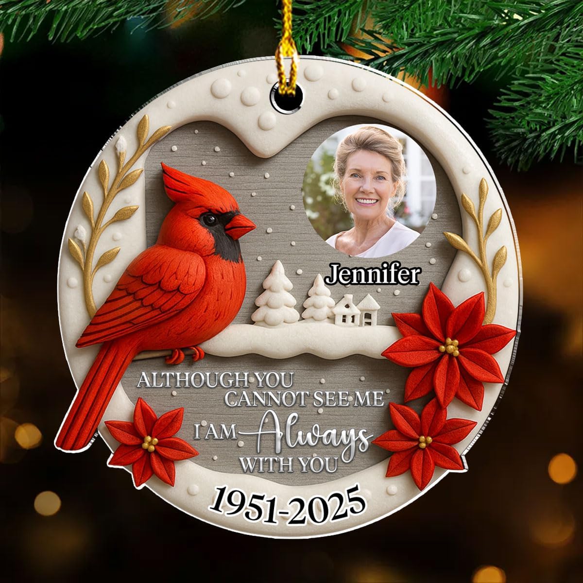Always in My Mind Personalized Custom Photo Acrylic Ornament – Heartfelt Gift for Loss of Loved Ones, Christmas Home Decoration