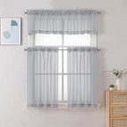 Chyhomenyc Light Grey Sheer Curtains 36 inch Length 2 Panels, Light Filtering - Image 2