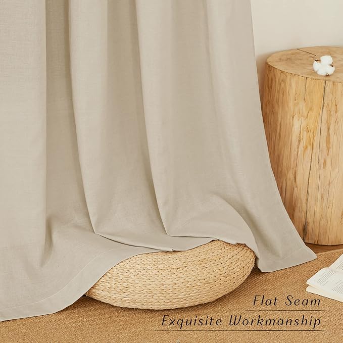 NICETOWN Rustic Linen 96 inch Long Curtains - Image 2