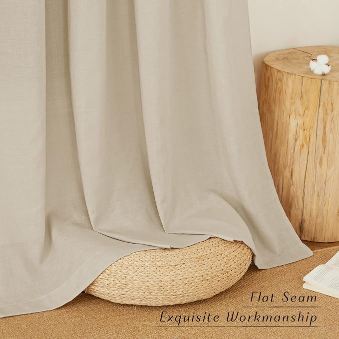 NICETOWN Linen Curtains for Windows 90 inch Long, Grommet Semi Sheer Vertical - Image 2