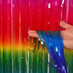 Gradient Colorful Party Streamers Backdrop - GREATRIL Party Backdrop Curtains for Candyland/Unicorn/Neon Glow/Rainbow Themed Birthday Decorations - 1m x 2.5m - Pack of 2
