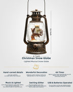 Snow Globe Christmas Decorations - Musical Christmas Snow Globes with 6H Timer,Owls Family Scene Snow Globes Lantern USB or Battery Powered,Christmas Decorations Decor for Home