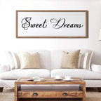Sweet Dreams Wall Decor Above Bed 32x12 Inch Large Master Bedroom Hanging Wood Rustic Framed Farmhouse Sweet Dreams Sign Guest Room Aesthetic And Minimalist Over Bed Wall Art（Wood White）