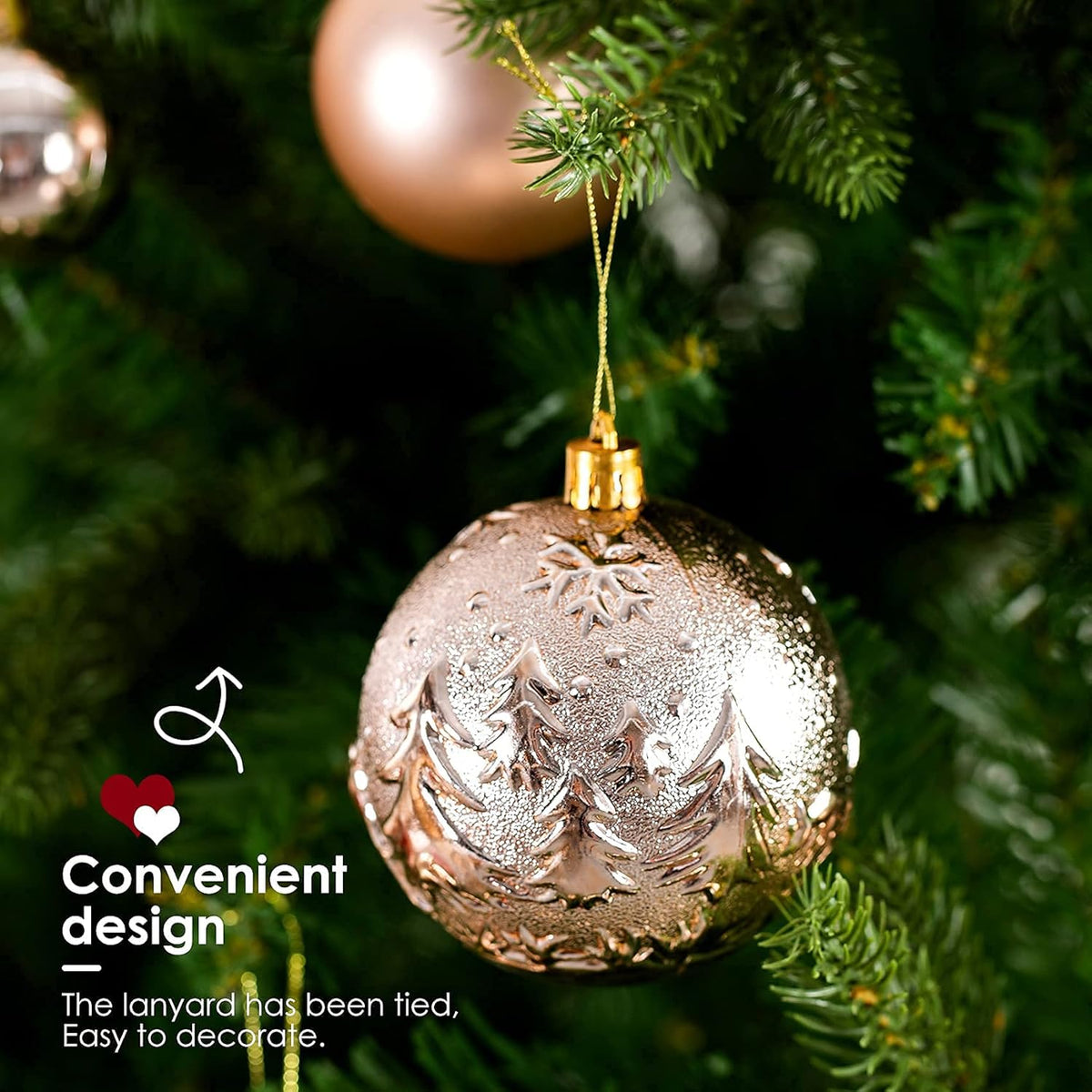 Christmas Ornaments for Xmas Trees,Champagne Shatterproof Christmas Ball Ornaments