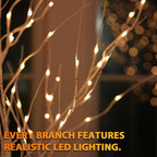 LED Birch Tree Lights, 4ft Trees with Warm White Lights, Outdoor Indoor Christmas Wedding Party Decor