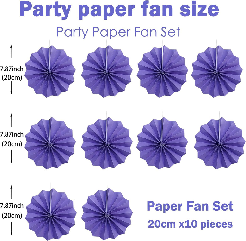 Purple Party Decorations,Purple Bridal Shower Decorations,Halloween Decor Events Accessories,Retirement Decorations Paper Fans Bulk 8in,Anniversary Decorations for Party 30 Color DIY Set(Purple)