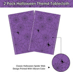 2 Pcs Halloween Tablecloth - Plastic Halloweens Spider Webs Table Cloth, Purple Disposable Rectangle Spiderweb Table Cover for Halloween Party Decorations Supplies Favors Tables Decor, 108 x 54 Inch