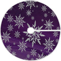Christmas Snowflake Purple Tree Skirt, Seasonal Tree Mat Holiday Party Supplies Ornaments Indoor Outdoor Decorations for Tabletop Trees 35.4 Inches