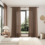Caramel Brown Linen Curtains for Living Room 92 Inches Long Back Tab Light - Image 7