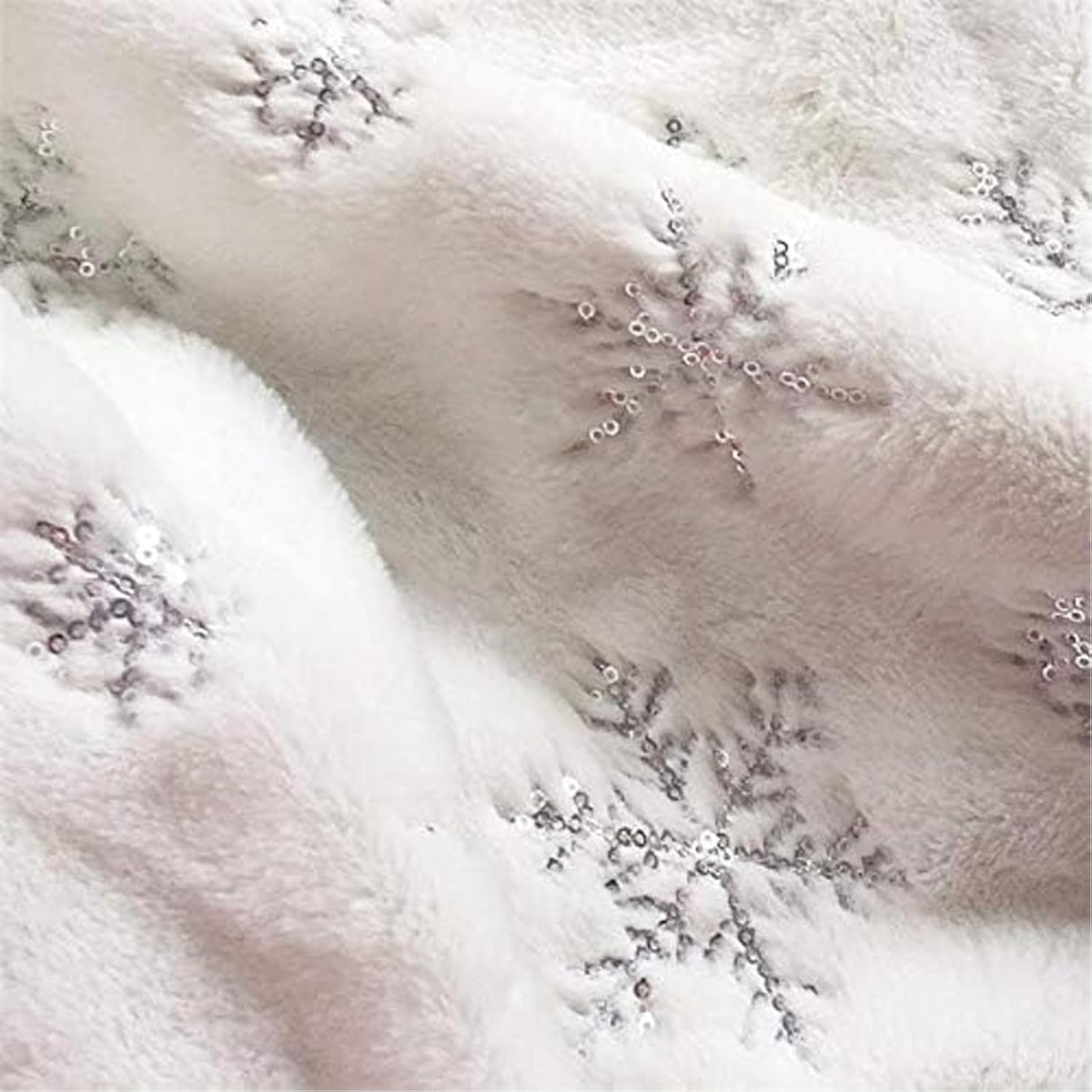 24inch White Christmas Tree Skirt Tree Carpet Blanket, Soft 2ft Xmas Christmas Tree Blanket with Silver Snowflake White Faux Fur Carpet for Christmas Holidays Decoration Party