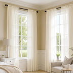 MIULEE Butter Cream Sheer Curtains 90 Inches Long 4 Panels 54 x 90 Inches | - Image 5