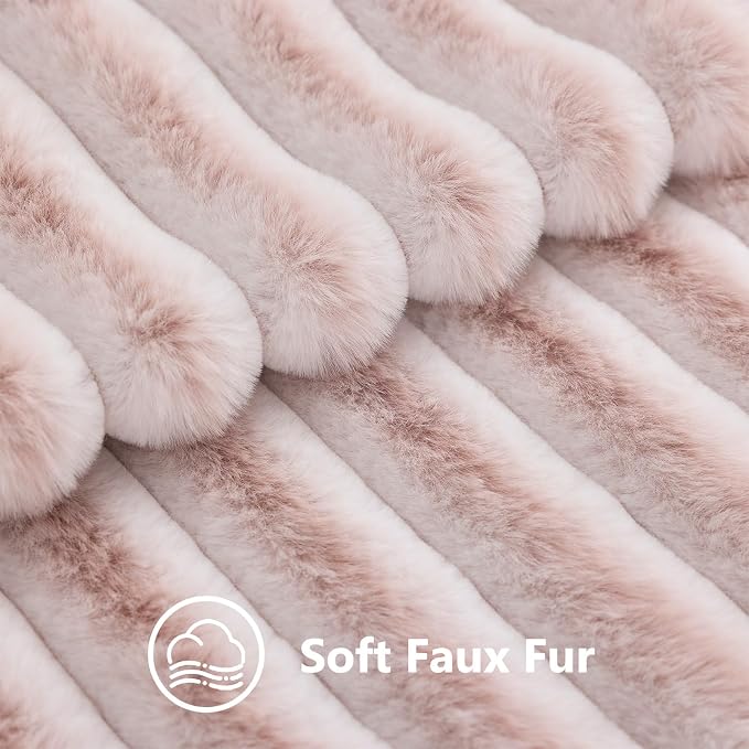 decorUhome Fall Faux Fur Throw Pillow Covers 20x20 Set of 2 Pink White | - Image 3