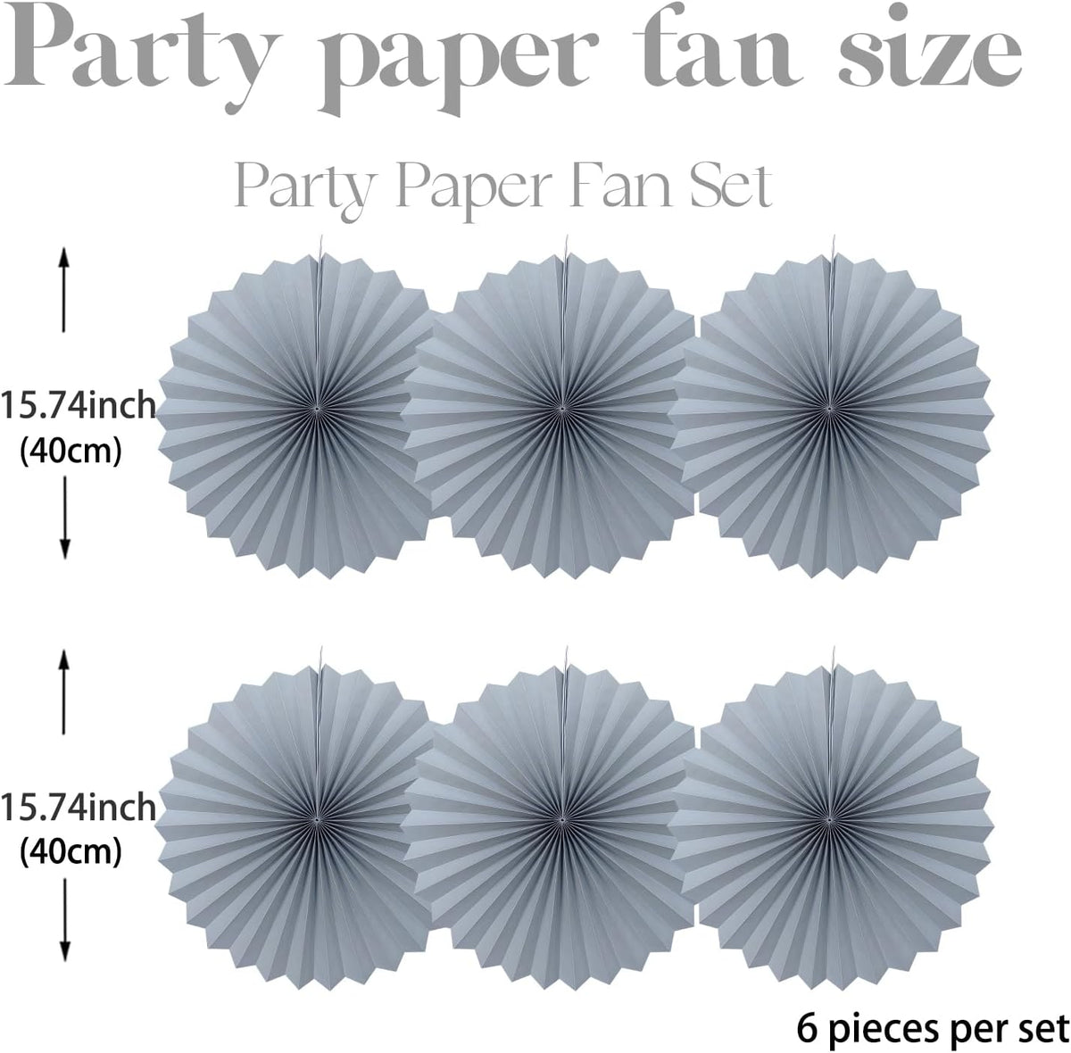 Gray Party Decorations,Wedding Decorations for Party Events Accessories,Anniversary Decorations,Birthday Decorations for Men,16in Hanging Paper Fans 30 Color DIY Set(Gray)