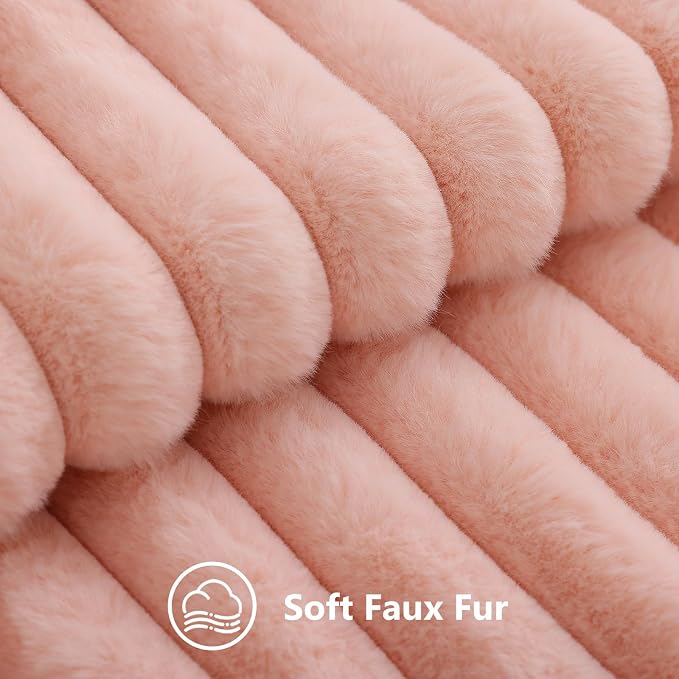 decorUhome Fall Faux Fur Throw Pillow Covers 20x20 Set of 2 Blush Pink | - Image 2