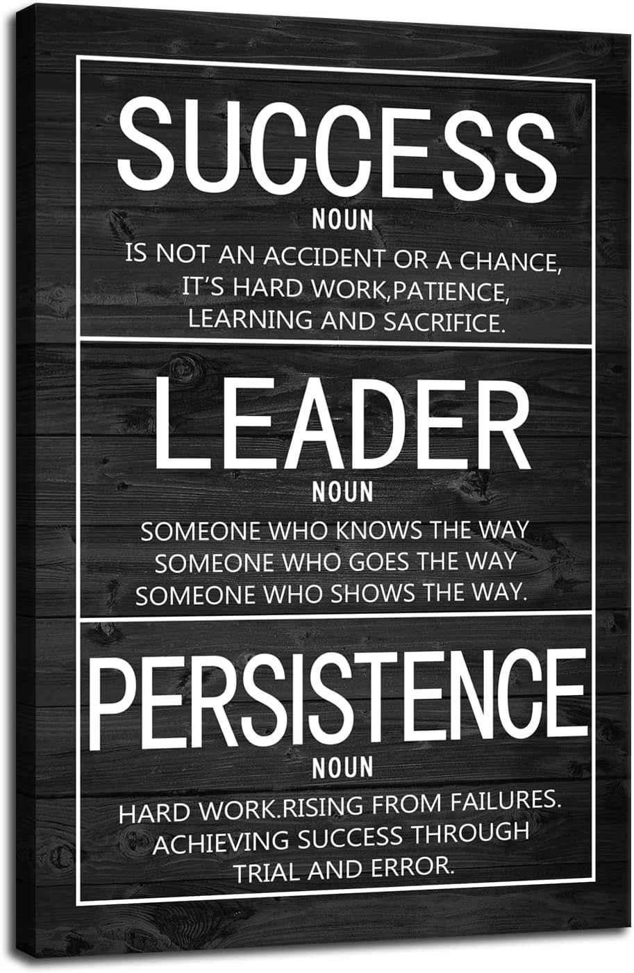 WYJZDZQ8 Success Leader Persistence Inspirational Poster Motivational Wall Art Motivation Canvas Prints Artwork for Office Modern Home Decor Painting Stretched and Framed Ready to Hang [12''Wx 18''H]