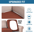 H.VERSAILTEX Super Stretch Individual Seat Cushion Covers - Sofa & Couch Cushion Slipcover Sets - Thick Jacquard Textured Twill Fabric (3 Piece, Rust)