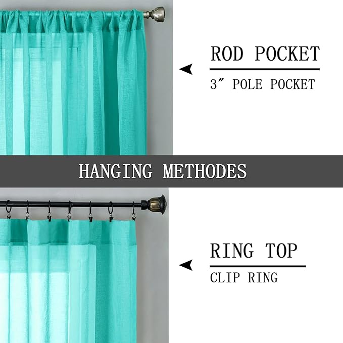 Tollpiz Short Sheer Curtain Linen Textured Bedroom Curtains Sheer Light - Image 5