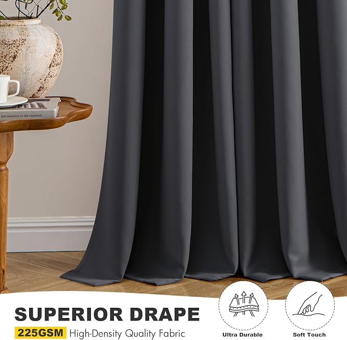 MIULEE Blackout Curtains for Bedroom 2 Panels 40 x 63 Inch Long Dark Grey | - Image 5