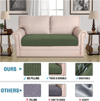 H.VERSAILTEX Super Stretch Individual Seat Cushion Covers Sofa Covers Couch Cushion Covers Slipcover Sets Thick Jacquard Textured Twill Fabric (1 Piece Loveseat Cushion Cover, Bronze Green)