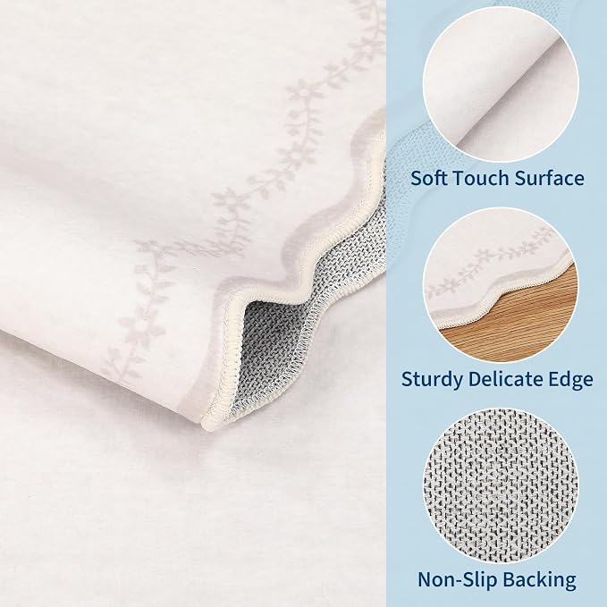 GarveeHome 2.5x10 Scalloped Washable Runner Rug Long Hallway Kitchen Rug | Soft - Image 5