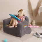 Kids Snuggly-Soft Sherpa Chair, Cuddly Toddler Foam Chair for Boys and Girls, Grey