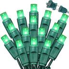 1200LED (24pk of 50L) String Lights, LED Christmas Lights, 6" SPACING,Green Wire, Green