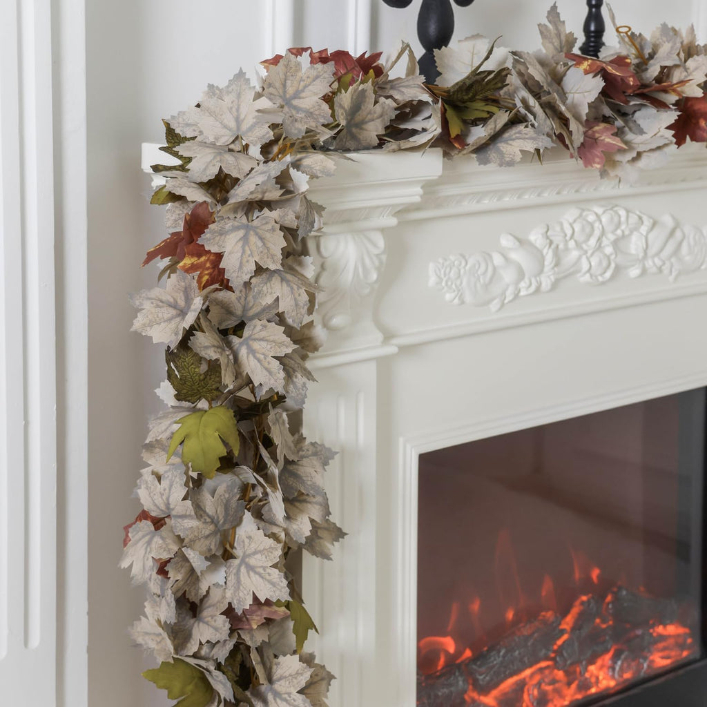 PARTY JOY 6PCS Leaf Garland, 5.6Ft Halloween Garland Artificial Maple Leaf Autumn Hanging Fall Vines Thanksgiving Decorations Fall Decor