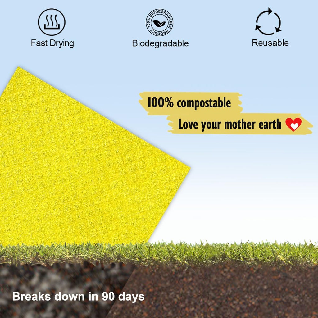 Swedish Dishcloths for Kitchen | 6 Pack Dish Towels Cellulose Sponge Cloths | Non-Scratch Reusable Paper Towels Washable | No Odor Fast Drying Swedish Cloths, Multicolor