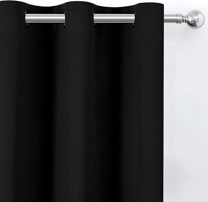 Black Thermal Blackout Curtains/52 x 72 Inch/Set of 2 Panels Room Darkening - Image 7