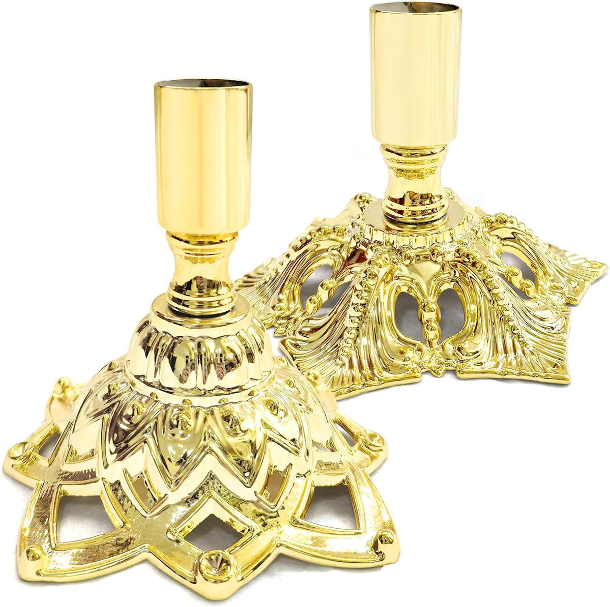 Candlestick Holders,Taper Candle Holder for Candlesticks Gold Plated Candle Metal Stick Candle Holders for Fireplace,Party, Dining,Wedding Decor,Fits 3/4 inch Thick Candle(Set of 2Pcs)