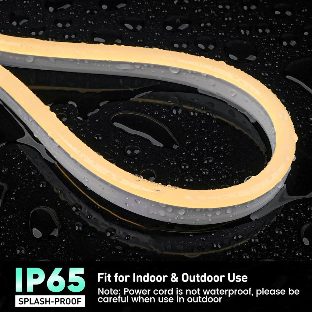 GZBtech Flexible LED Neon Rope Lights 16.4FT,AC 110-120V Waterproof Strip Light, 120LEDs/M Cuttable Connectable Neon Lighting for Indoor Outdoor Home Decor/Commercial Building Use-Warm White 5M