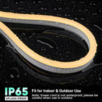 GZBtech Flexible LED Neon Rope Lights 16.4FT,AC 110-120V Waterproof Strip Light, 120LEDs/M Cuttable Connectable Neon Lighting for Indoor Outdoor Home Decor/Commercial Building Use-Warm White 5M