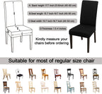 JQinHome Dining Room Chair Covers Set of 8, High Stretch Chair Slipcover Removable Washable Chair Seat Protector Cover for Home Party Hotel Wedding Ceremony (Black)