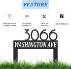 Personalized Modern Large Metal Address Sign for Yard, Custom House Number Sign Street Name Plaque for Outside, Outdoor Lawn Address Post Home Garden Decoration Plaque with Stakes