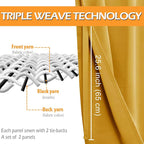 Blackout Curtains for Bedroom, 52 x 63 Inches Length Mustard Yellow | Thermal - Image 3