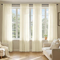 MIULEE Light Cream Sheer Curtains 84 Inches Long 4 Panels 42 x 84 Inches | by MIULEE
