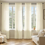 MIULEE Light Cream Sheer Curtains 84 Inches Long 4 Panels 42 x 84 Inches | by MIULEE