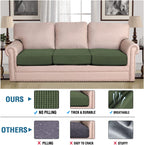 H.VERSAILTEX Super Stretch Individual Seat Cushion Covers Sofa Covers Couch Slipcover Sets Thick Jacquard Textured Twill Fabric (3 Piece Sofa Cushion Covers, Bronze Green)