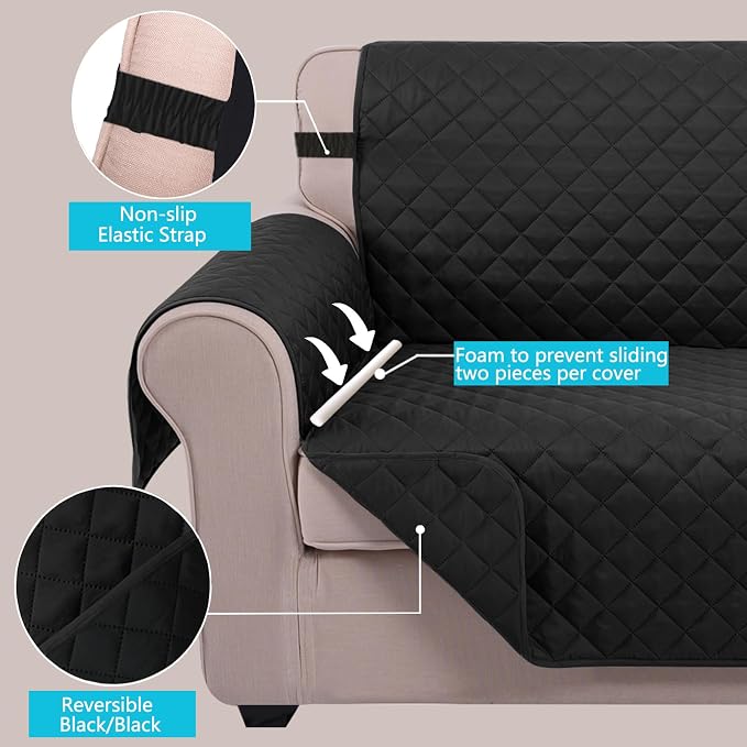 U-NICE HOME Reversible Recliner Chair Covers, Pet Friendly, Elastic Straps - Image 3