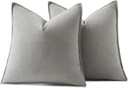 MIULEE Decorative Linen Euro Sham Pillow Covers 24x24 Light Gray | Boho - Image 6