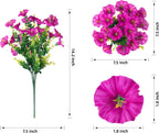 Artificial Flowers for Outdoors Fake Plants, 12 Bundles Faux Fuchsia Morning Glory UV Resistant Look Real Silk Flowers for Outside Planter Front Door Porch Patio Yard Fall Autumn Decoration