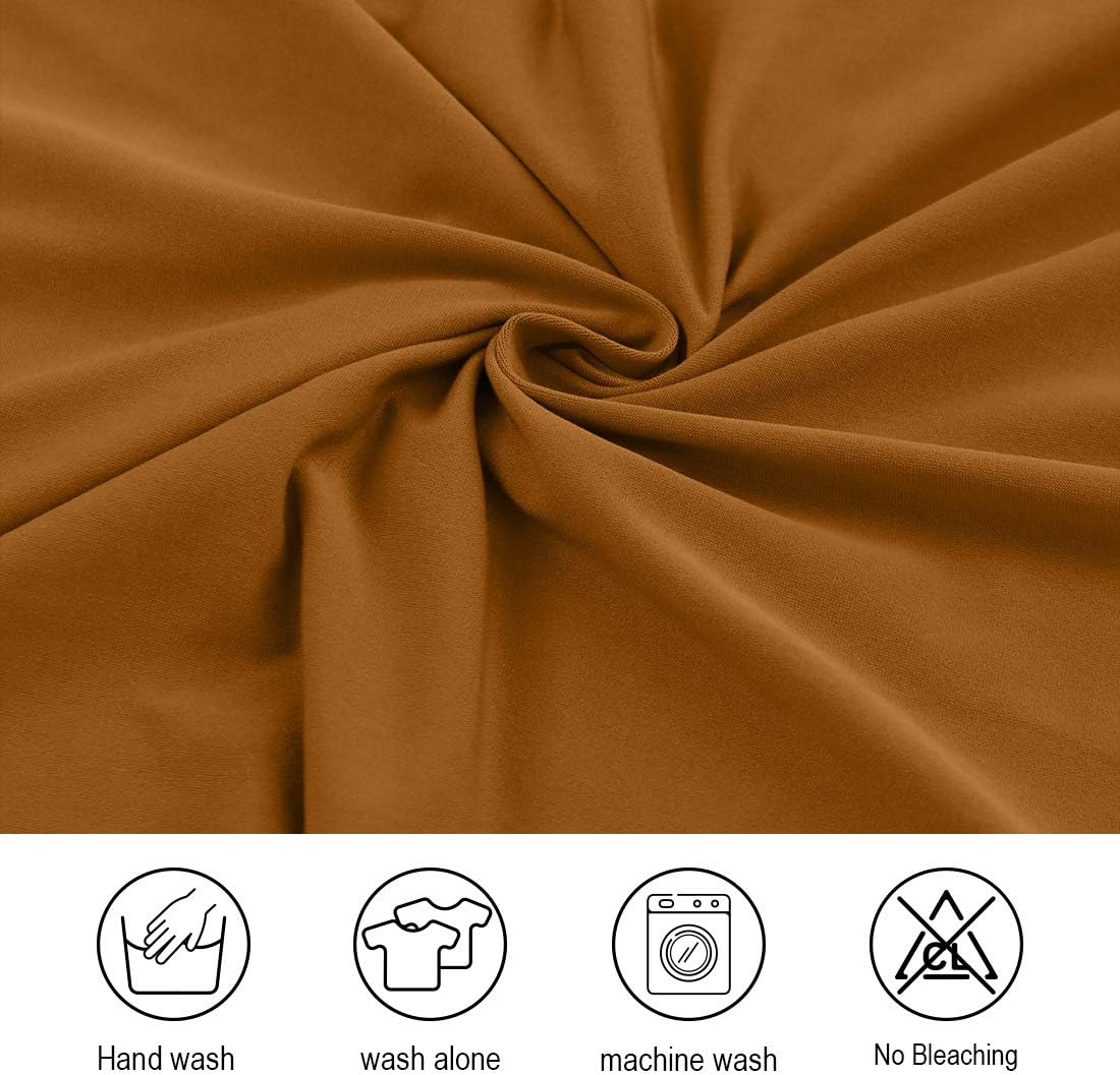 JQinHome 6 Pcs Dining Chair Slipcover,High Stretch Removable Washable Chair Seat Protector Cover for Home Party Hotel Wedding Ceremony (Camel)