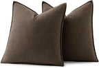 MIULEE Decorative Linen Pillow Covers 18x18 Inch Dark Coffee Chocolate | Boho - Image 6