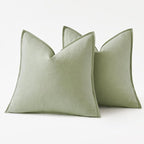 MIULEE Decorative Linen Euro Sham Pillow Covers 24x24 Light Green | Boho - Image 6