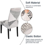 JQinHome White Chair Covers for Dining Room Set of 6, High Stretch Removable Washable Parsons Chair Slipcover for Home Party Hotel Wedding Ceremony (6PCS, Geometric)